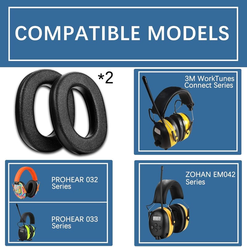 PROHEAR FEP01 Replacement Foam Ear Pads (Upgraded) for 3M WorkTunes Connect(90543, 90544, 90542, 90541,90507), ZOHAN EM042 Radio Headphone （037,027,033） (fep01 2 Pair) - Image 3